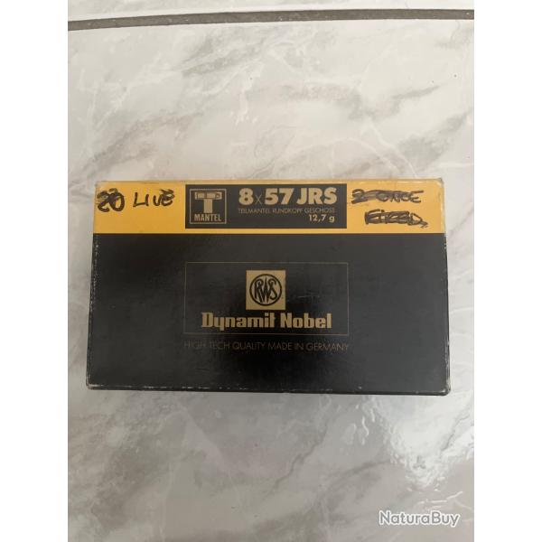 20 balles RWS 8x57jrs Teil Mantel 12.7 grammes