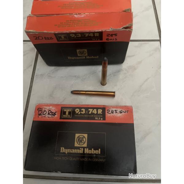 60 balles RWS 9.3x74r Teil Mantel 18.5 grammes