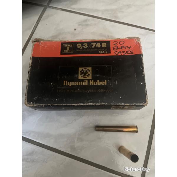 40 tuis vide 9.3x74r RWS avec amorce tirs 1x