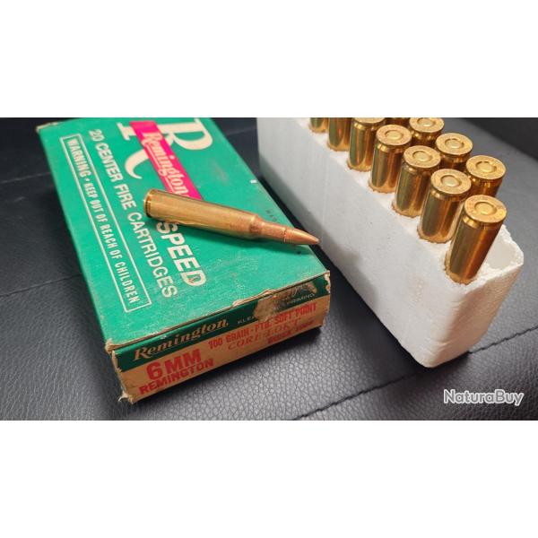 BOITE 20 CARTOUCHES CALIBRE 6MM REMINGTON SOFT POINT 100 GRAINS Trs bon  Categorie C XX