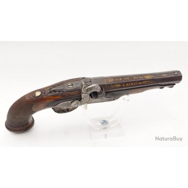 PISTOLET D'OFFICIER PREMIER EMPIRE TRANSMORMATION A PERCUSSION EPOQUE RESTAURATION - SAINT ETIENNE F