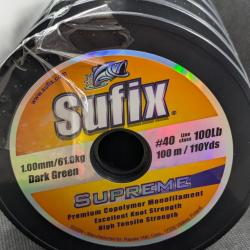 Lot bobines  SUFIX suprême 400 mètres!coupable en bobine de 100 mètres