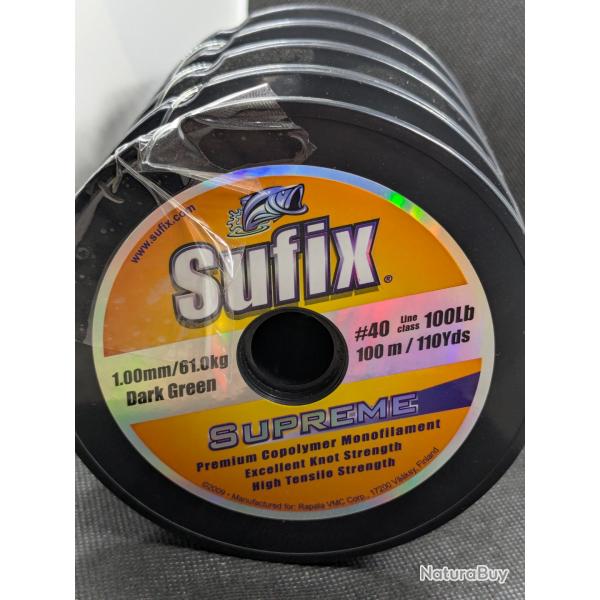 Lot bobines  SUFIX suprme 400 mtres!coupable en bobine de 100 mtres