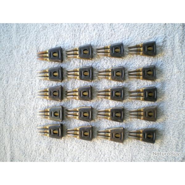20 clips de 3 cartouches calibre 8 x 51R LEBEL (SFM 1948) oprationnelles. Catgorie C.