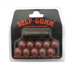 Adaptateur pour armes d'alarme + 10 projectiles Self Gomm calibre 18 mm en stock M10X1.5