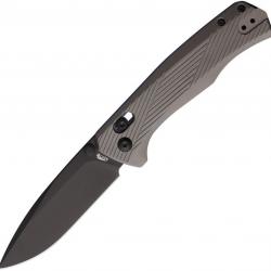Couteau ABKT TAC Interlace Lame Acier D2 Manche Aluminium Gris et Bleu Slide Lock KIVT Clip AB1028BL