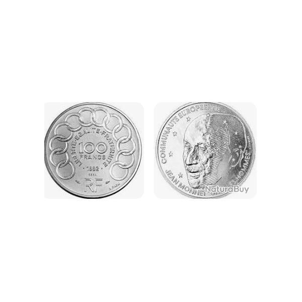 Pices 100  FRANCS Jean MONNET 1992  "COMMUNAUTE EUROPEENNE JEAN MONNET "UNIR LES HOMMES".