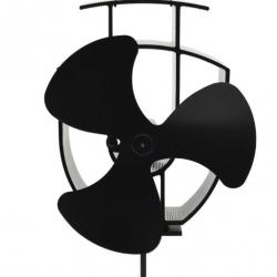 Ventilateur noir pour poêle en aluminium - 3 pales, sans électricité, chaleur auto-alimentée