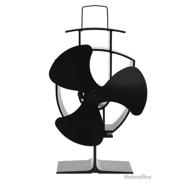 Ventilateur noir pour pole en aluminium - 3 pales, sans lectricit, chaleur auto-alimente