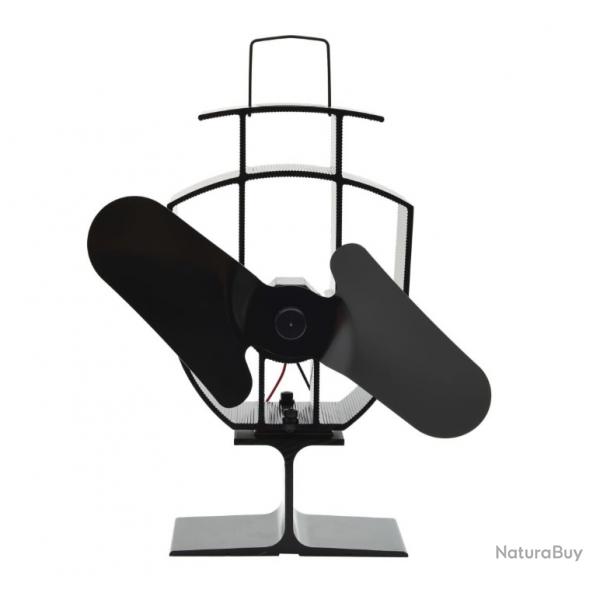 Ventilateur noir pour pole en aluminium - 2 pales, auto-aliment par la chaleur, silencieux