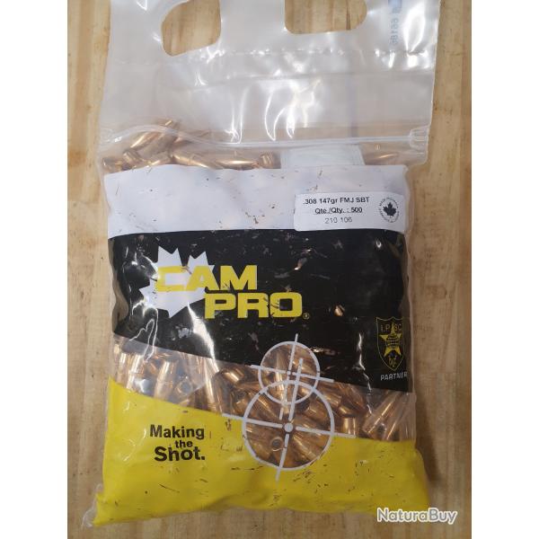pack CAM PRO de 500 balles de calibre .308 FMJ de 147 grains