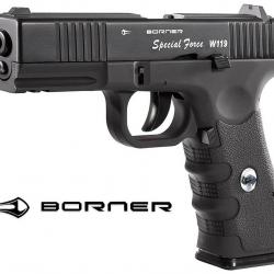 Pistolet  Borner W119 Blowback full métal  Co2  Billes Acier Cal 4.5