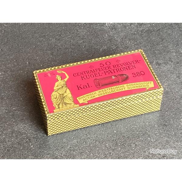 Trs balle boite de cartouches 380 pour Revolver Bull Dog - en tle srgraphie