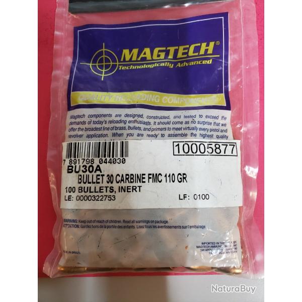 100 ogives magtech calibre 30 100grain RN blind