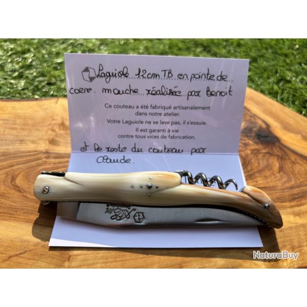 Couteau Laguiole tire-bouchon pointe de corne 12 cm