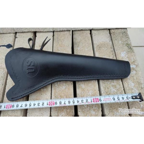 HOLSTER en cuir ou tui A PRESSION NOIR type US Cavalerie DROITIER