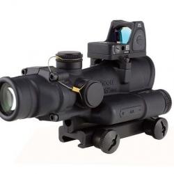 Combo TRIJICON ACOG 4x32 Crosshair rouge Calibre 223 Rem + Point rouge RMR 3,25 MOA