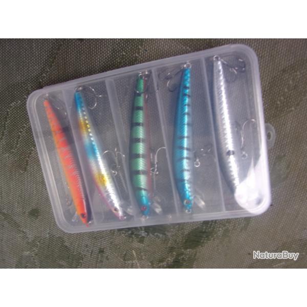 lot de 5 leurres de pche longueur 9 cm