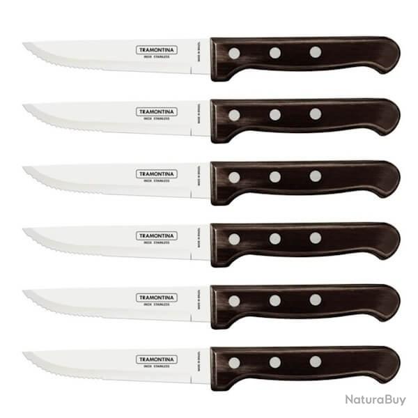TRA.29810008 6 couteaux  steak Tramontina "Gaucho" 23,5cm Technobois
