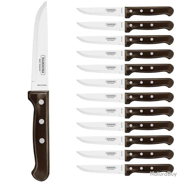 TRA.29810008 12 couteaux  steak Tramontina "Gaucho" 23,5cm Technobois