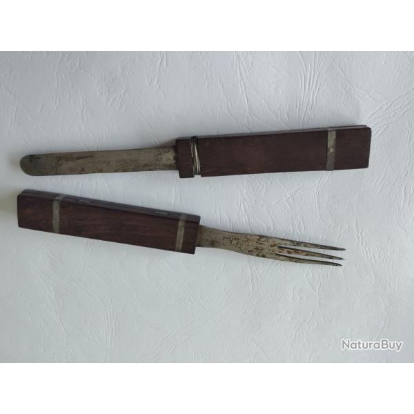 Ancien couteau fourchette de voyage Sheffield militaire XIX me ?