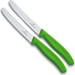 Victorinox 6.7836.L114 Couteau à tomates Swiss Classic, denté, vert, 11 cm, 2 Pcs