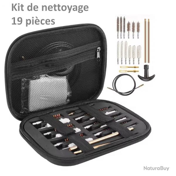 Kit de nettoyage 19 pices Outil universel de brosses pour calibre 22/38/ 9mm/40mm/45mm