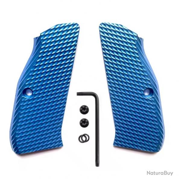 Plaquettes CZ 75 - Alu Sunburst - Bleu - SKX INDUSTRIES