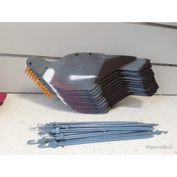 Lot de 12 appelants pigeons ramier plastique