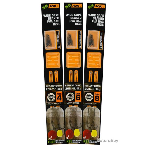 Bas De Ligne Fox Edges(TM) Wide Gape Beaked Pva Bag Rigs 25Lb 4