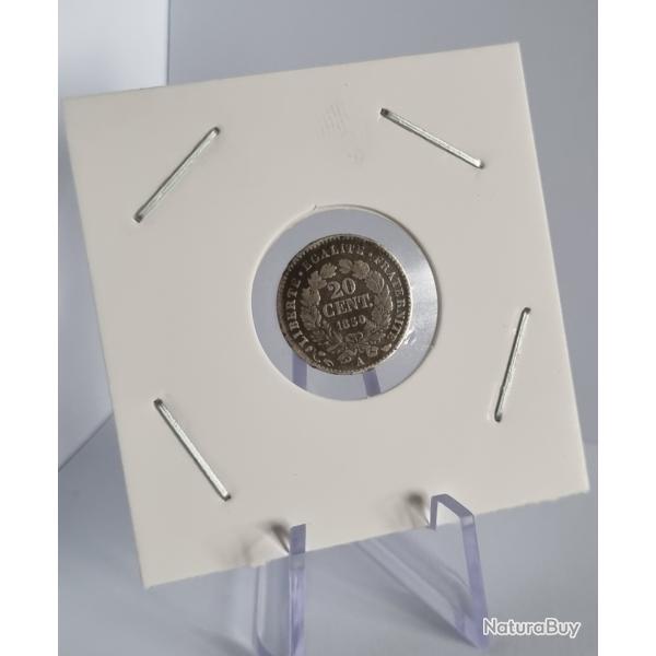 20 Cent Argent Crs 1850 A , Paris , 20 Centimes , XIXme Sicle , 19me , IIme Rpublique