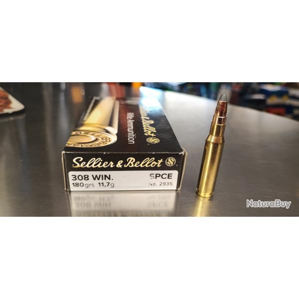60 MUNITIONS SELLIER & BELLOT - 308 WIN SPCE - 180GRS, 11.7G  NEUF