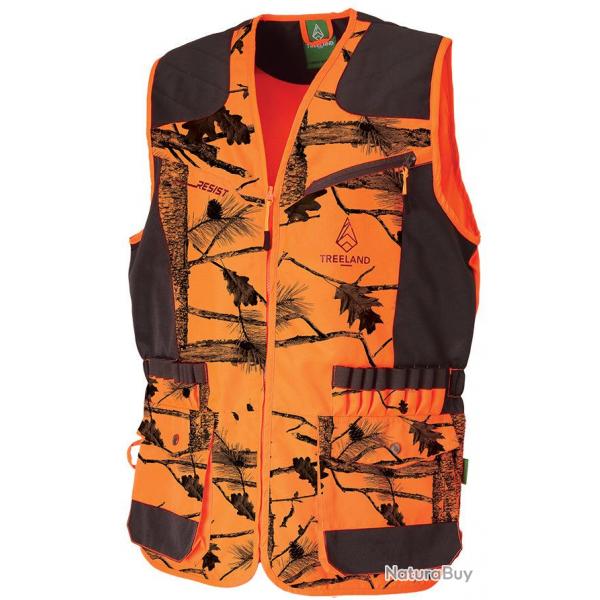 Gilet de chasse Treeland anti ronce camo orange