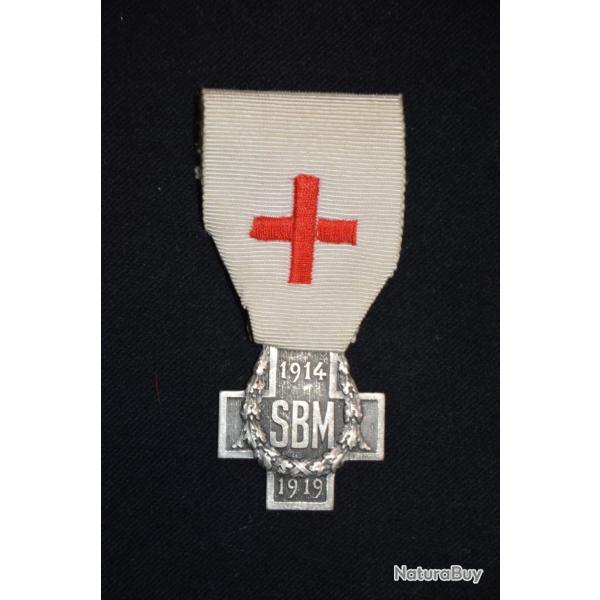 MEDAILLE CROIX ROUGE SECOURS AUX BLESSES MILITAIRES-GRANDE GUERRE 1914-18- 1WW