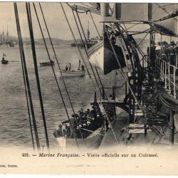 CPA - Marine Française -Visite officielle sur un Cuirasse N°1647