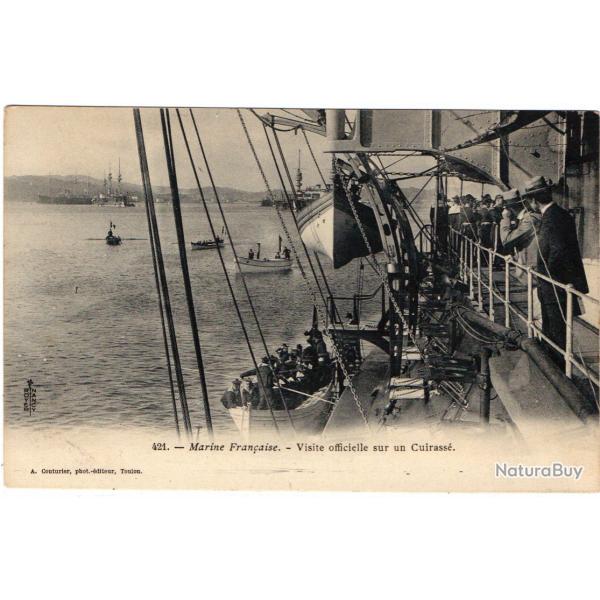 CPA - Marine Franaise -Visite officielle sur un Cuirasse N1647