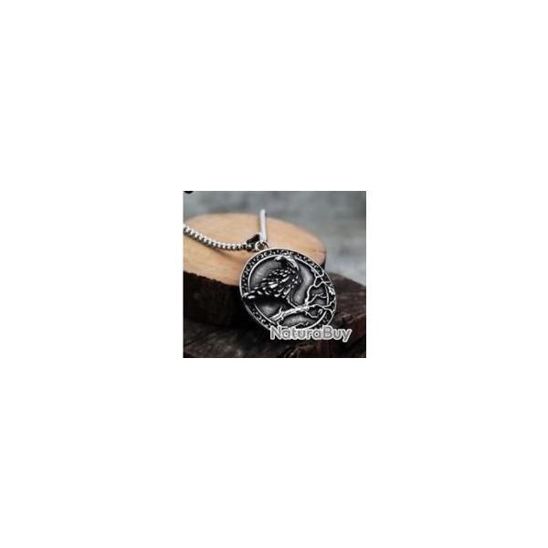 Pendentif Corbeau Viking en Acier inoxydable enchre