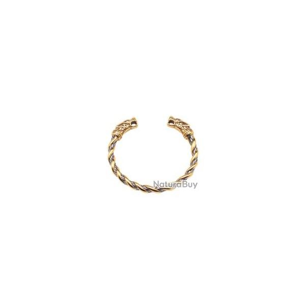Bracelet viking tte de dragon en acier inoxydable bicolore tte dor enchre