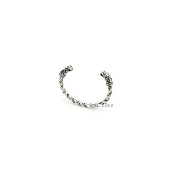 Bracelet viking tte de dragon en acier inoxydable argent enchre