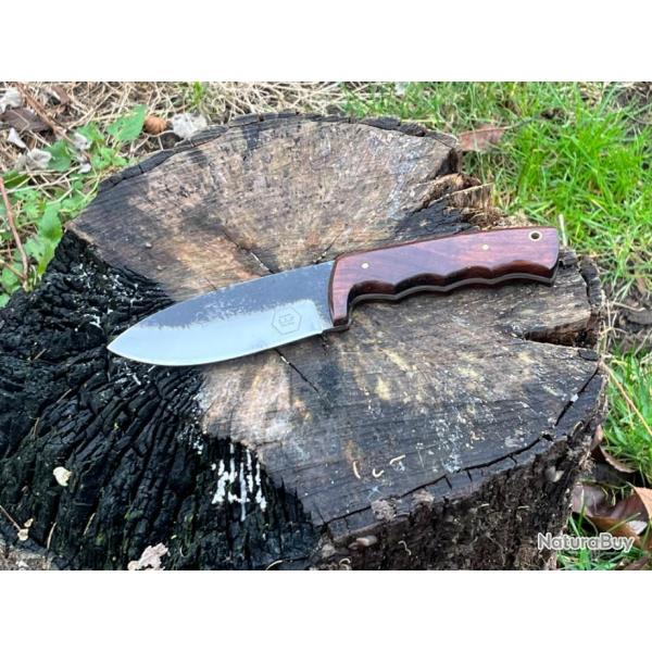 Couteau Bushcraft LLF 24,5cm acier D2 brut de forge enchre