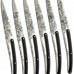 Super deal ! Set Deejo de Bistro - Tattoo Blossom Miroir ABS Noir - 6 pièces dans coffret -2AP000010