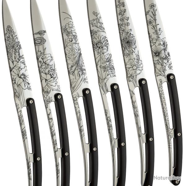 Super deal ! Set Deejo de Bistro - Tattoo Blossom Miroir ABS Noir - 6 pices dans coffret -2AP000010