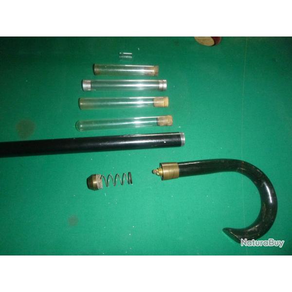 canne a systme fioles en verre avec briquet dans le pommeau