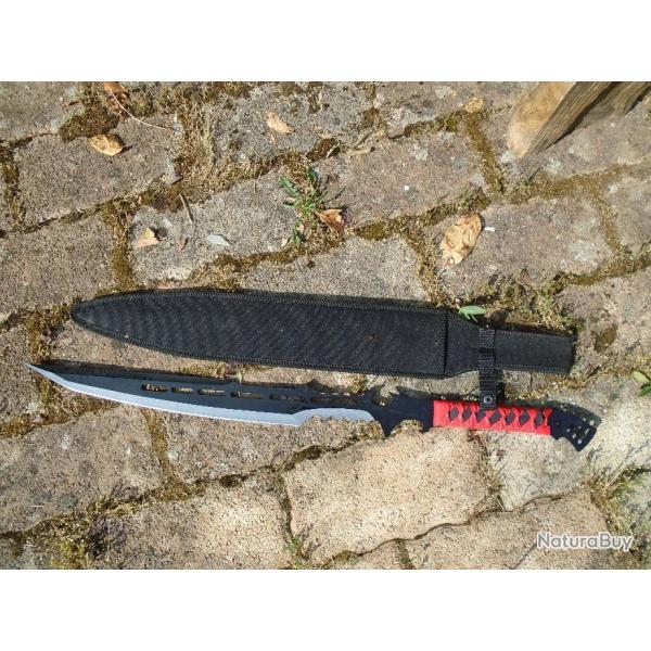 Sabre Kung Fu Shaolin Sword Lame Acier Inox Manche Corde Tresse Etui Nylon Machette Tactical