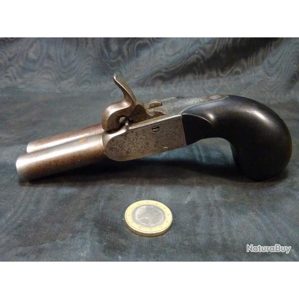 pistolet coup de poing deux coups  capsule poque N. III PERRET FILS  MOULIN