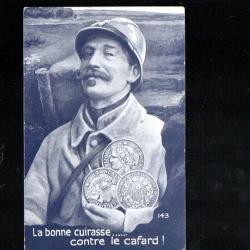 la bonne cuirasse contre le cafard militaire et pièces de 5 francs , humoristique