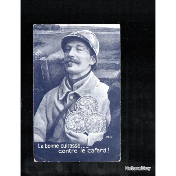 la bonne cuirasse contre le cafard militaire et pices de 5 francs , humoristique