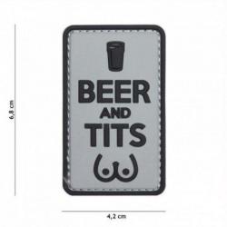 Patch 3D PVC Beer and Tits (101 Inc) Wolf Grey