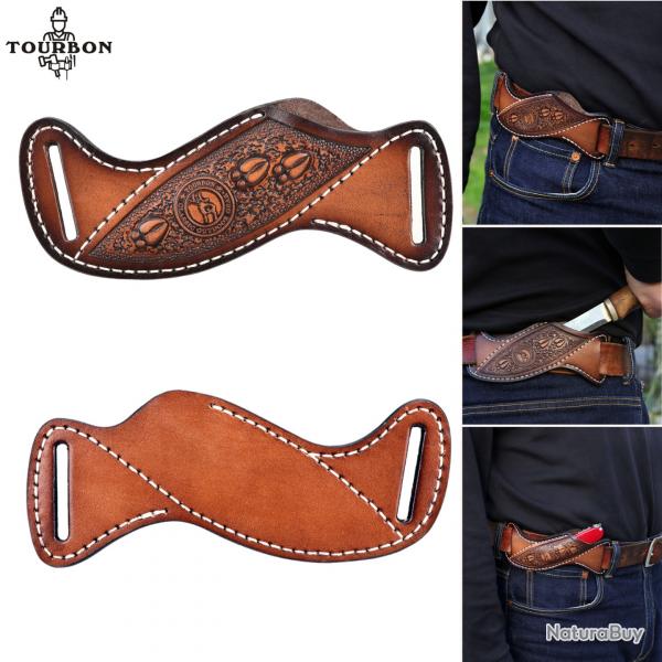 Tourbon - panier de couteau  lame fixe en cuir grav  LIVRAISON GRATUITE !!