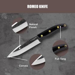 Couteau Condor Romeo Lame Acier 420HC Manche Micarta Etui Cuir Made Salvador CTK106057SS